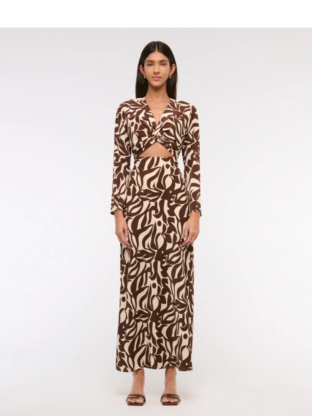 Abercrombie & Fitch Brown and Cream Maxi Dress with Cutout